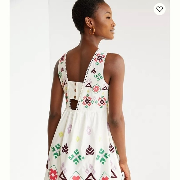 Anthropologie Embroidered Mini‎ Dress, XS cut out back - Picture 6 of 16